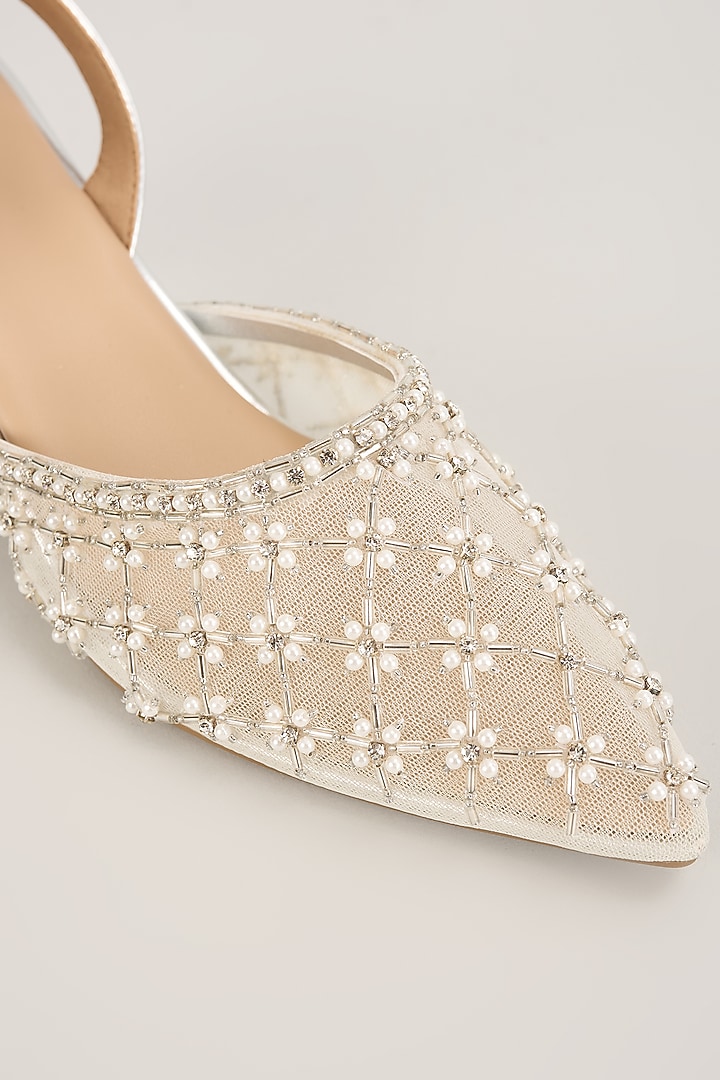 Silver Faux Leather Kitten Heels by Crimzon at Pernia's Pop Up Shop