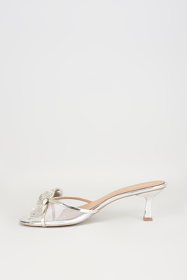 Silver Faux Leather Heels by Crimzon at Pernia's Pop Up Shop