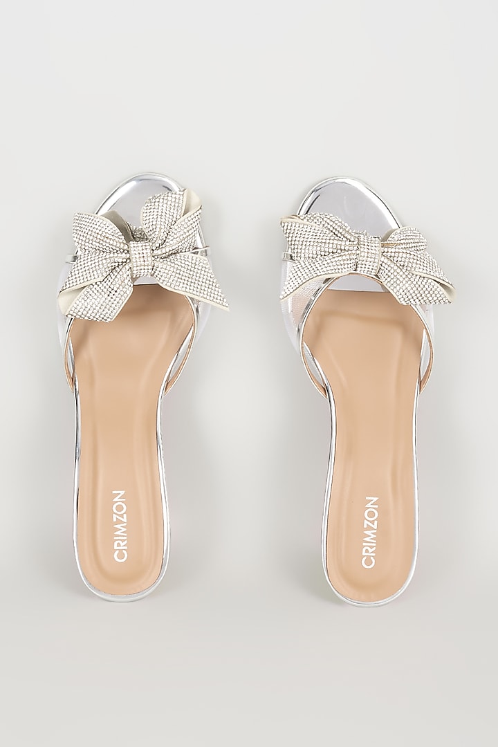 Silver Faux Leather Heels by Crimzon at Pernia's Pop Up Shop