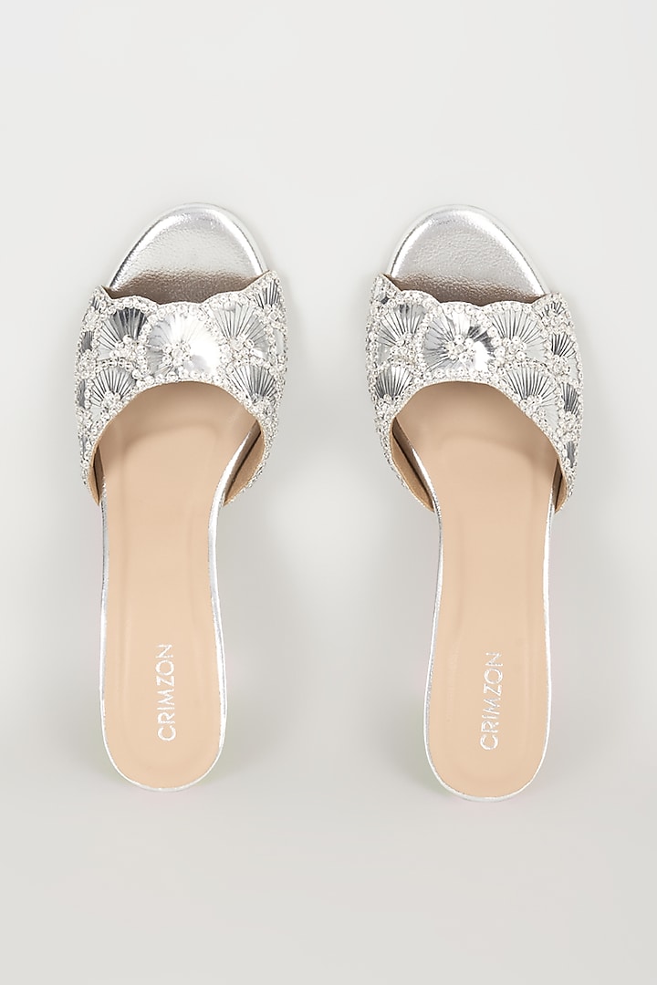 Silver Faux Leather Heels by Crimzon at Pernia's Pop Up Shop