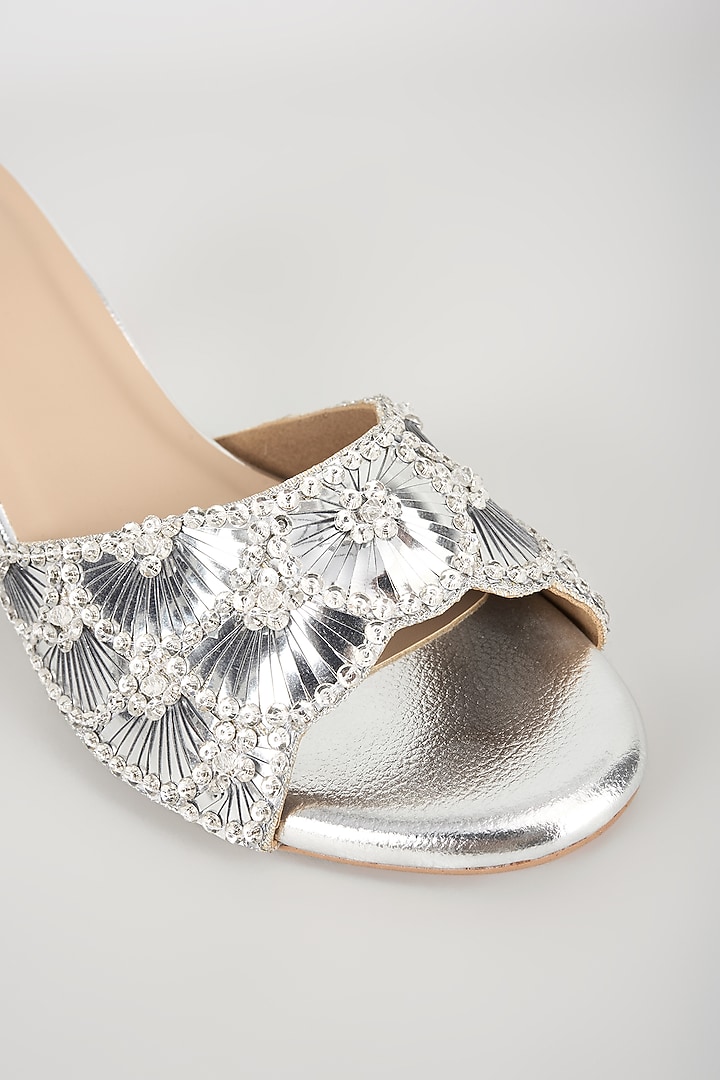 Silver Faux Leather Heels by Crimzon at Pernia's Pop Up Shop