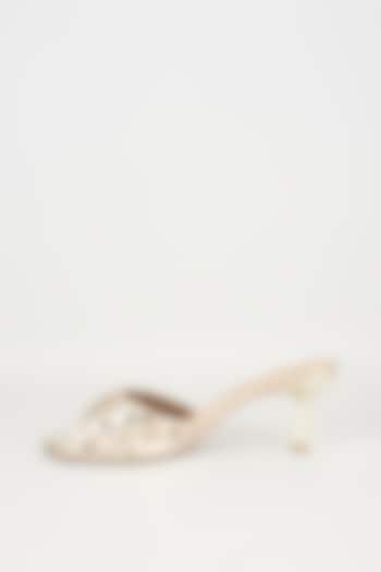 Gold Faux Leather Heels by Crimzon at Pernia's Pop Up Shop