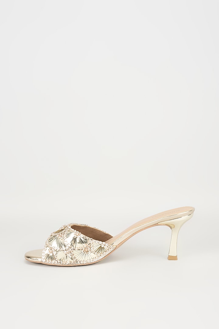 Gold Faux Leather Heels by Crimzon at Pernia's Pop Up Shop