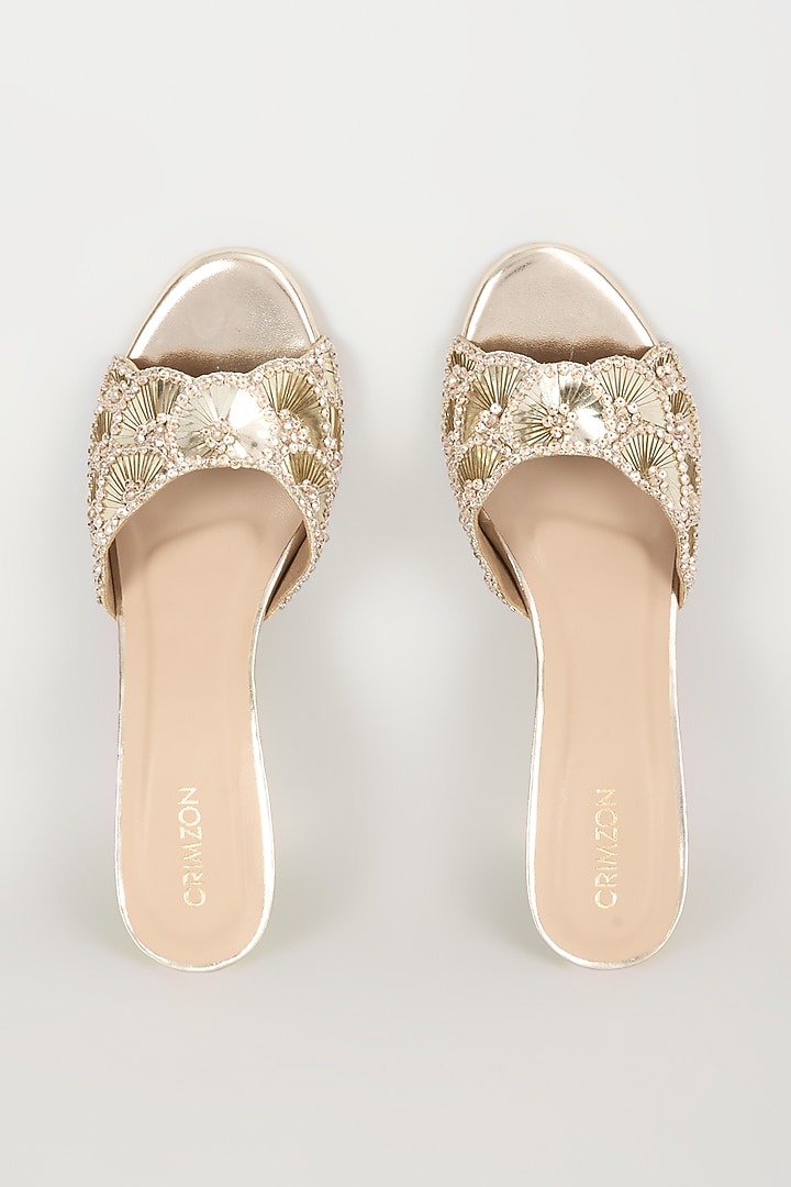 Gold Faux Leather Heels by Crimzon at Pernia's Pop Up Shop