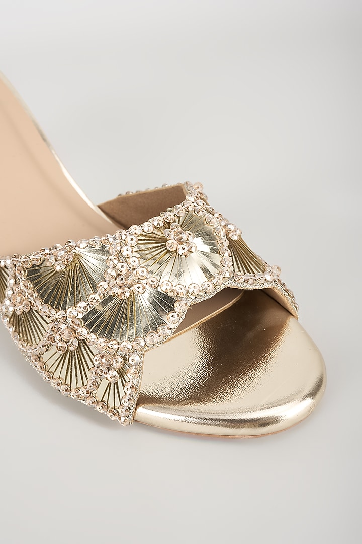 Gold Faux Leather Heels by Crimzon at Pernia's Pop Up Shop