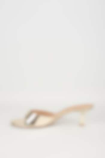 Gold Faux Leather Heels by Crimzon at Pernia's Pop Up Shop