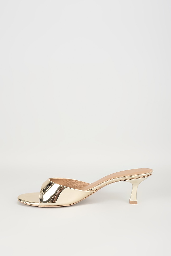 Gold Faux Leather Heels by Crimzon at Pernia's Pop Up Shop