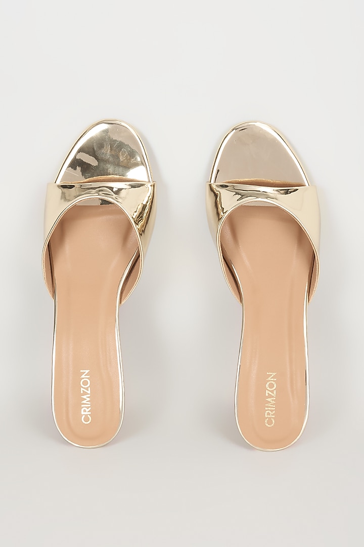 Gold Faux Leather Heels by Crimzon at Pernia's Pop Up Shop