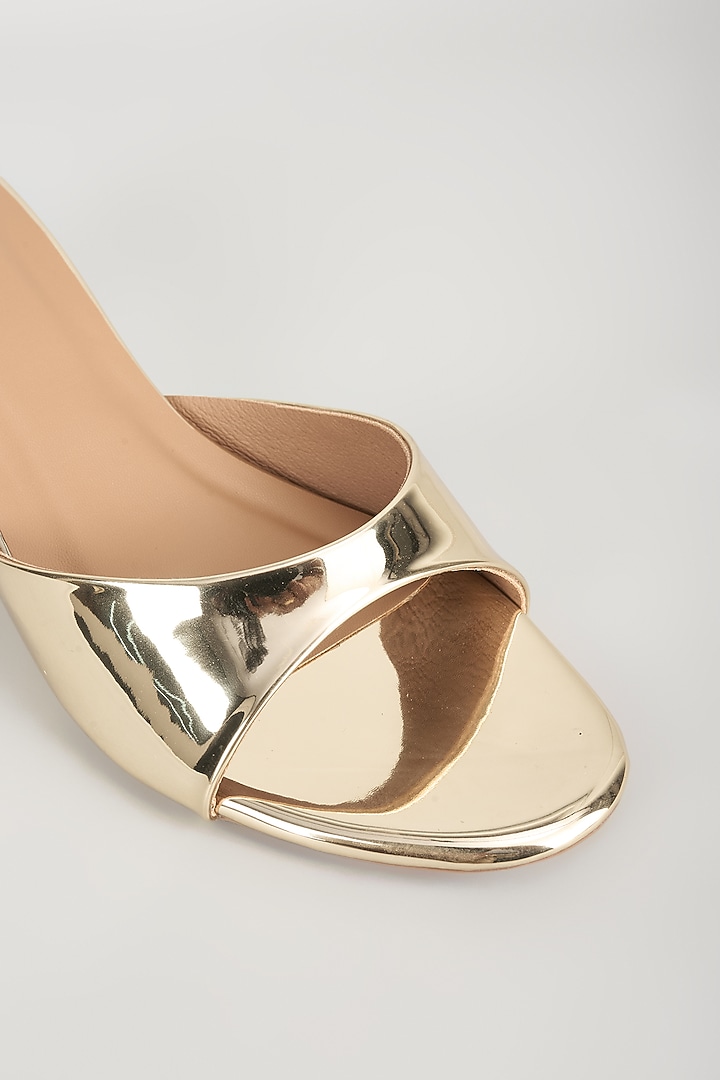 Gold Faux Leather Heels by Crimzon at Pernia's Pop Up Shop