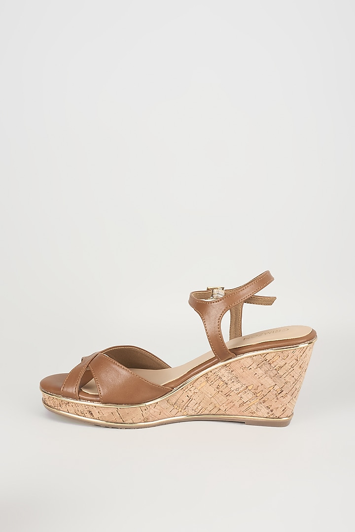 Tan Faux Leather Heels by Crimzon at Pernia's Pop Up Shop