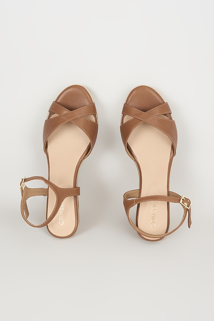 Tan Faux Leather Heels by Crimzon at Pernia's Pop Up Shop
