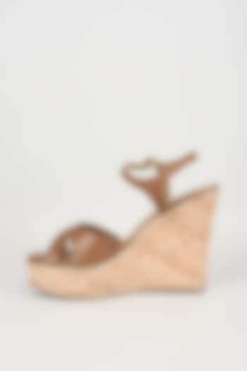 Tan Faux Leather Heels by Crimzon at Pernia's Pop Up Shop