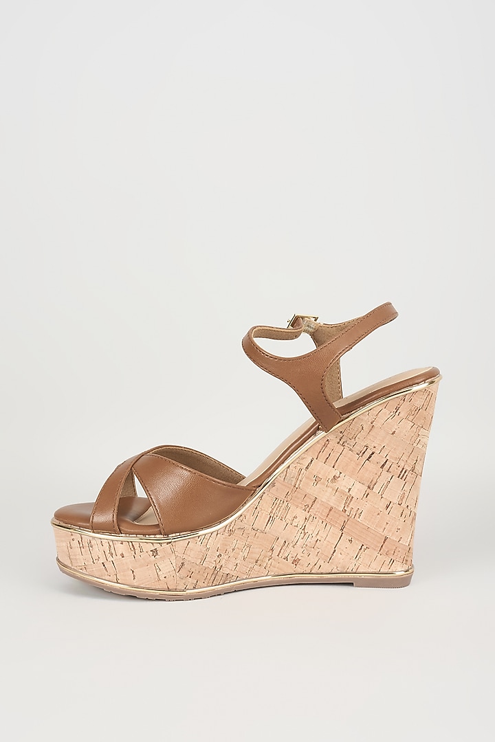 Tan Faux Leather Heels by Crimzon at Pernia's Pop Up Shop