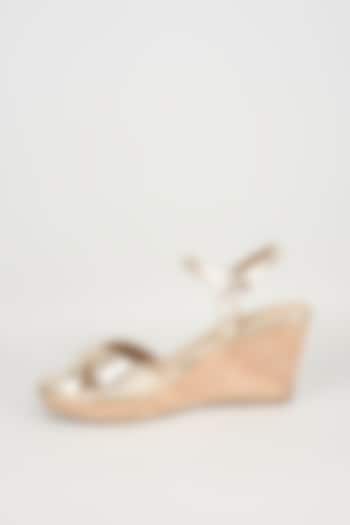 Gold Faux Leather Heels by Crimzon at Pernia's Pop Up Shop