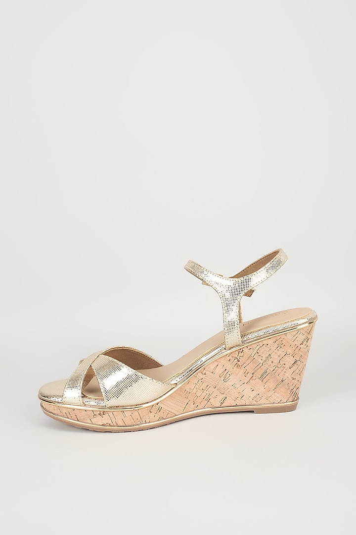 Gold Faux Leather Heels by Crimzon at Pernia's Pop Up Shop