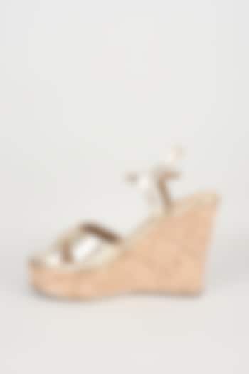 Gold Faux Leather Heels by Crimzon at Pernia's Pop Up Shop