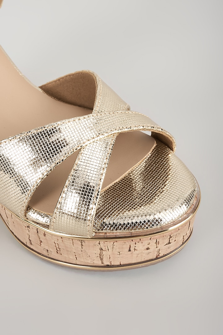 Gold Faux Leather Heels by Crimzon at Pernia's Pop Up Shop