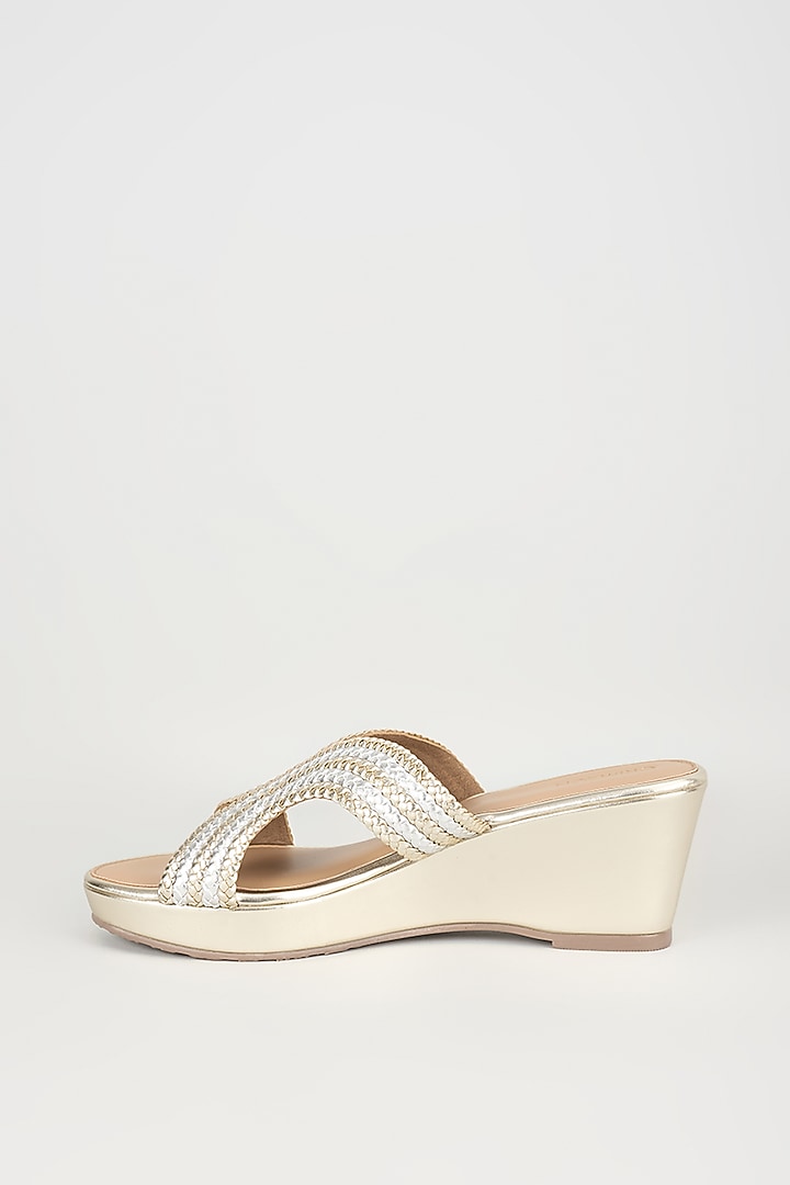 Gold & Silver Faux Leather Heels by Crimzon at Pernia's Pop Up Shop