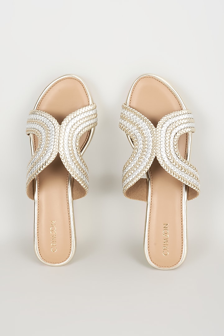 Gold & Silver Faux Leather Heels by Crimzon at Pernia's Pop Up Shop