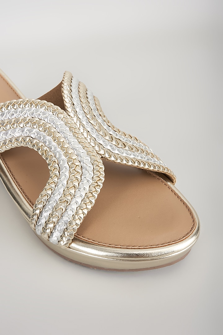 Gold & Silver Faux Leather Heels by Crimzon at Pernia's Pop Up Shop