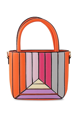 Orange Faux Leather Fergie Bag by Crimzon
