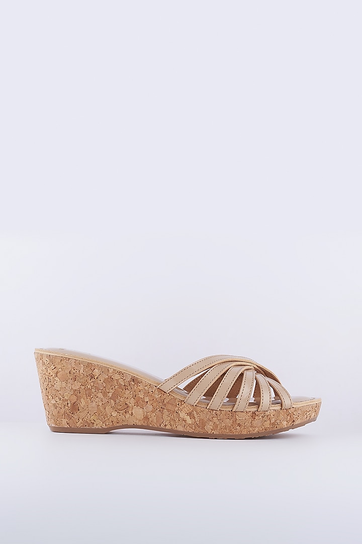 Nude Faux Leather Wedges by Crimzon