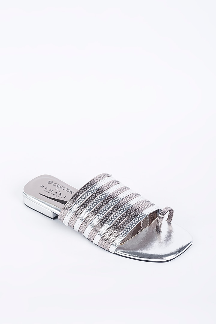 Pewter Grey Faux Leather Flats by Crimzon at Pernia's Pop Up Shop