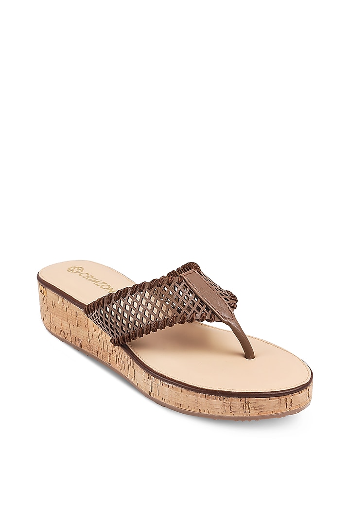 Chocolate Brown Patterned Platforms by Crimzon at Pernia's Pop Up Shop