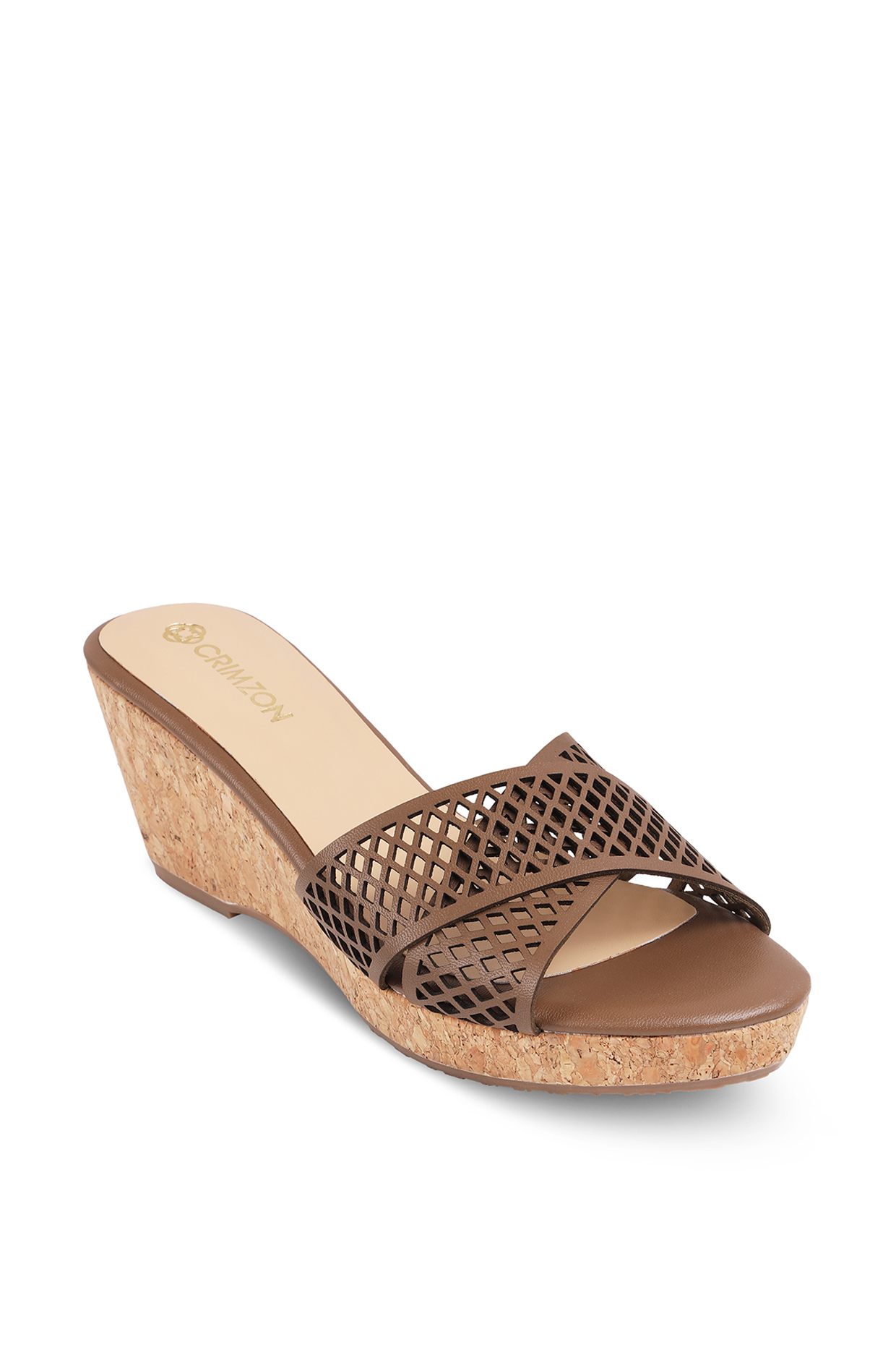 Chocolate Brown Patterned Wedges by Crimzon at Pernia's Pop Up Shop