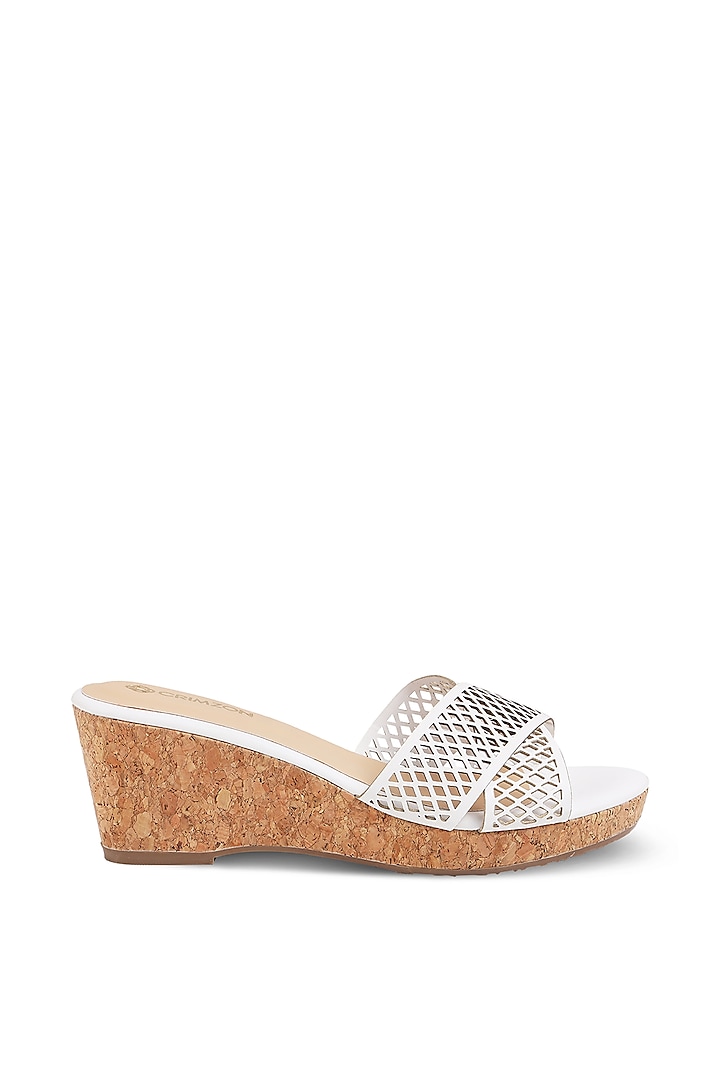 White Patterned Wedges by Crimzon