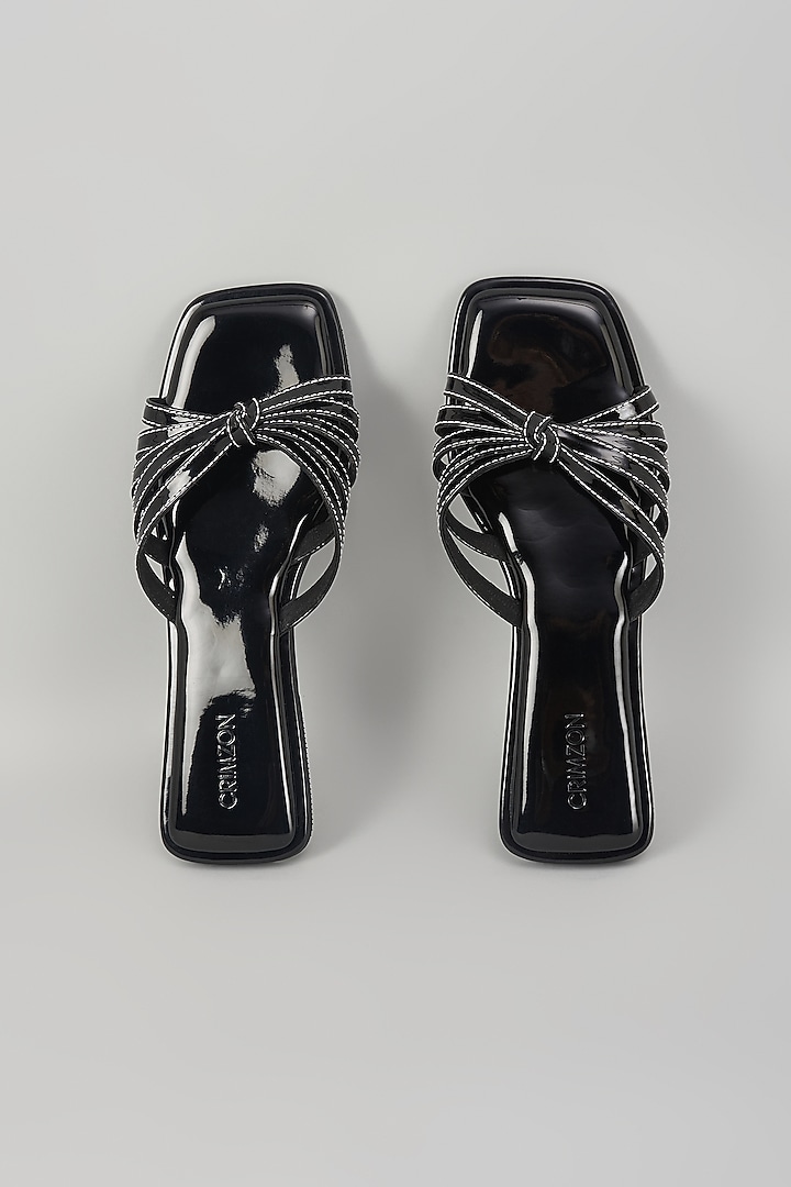 Black Synthetic Leather Flats by Crimzon at Pernia's Pop Up Shop