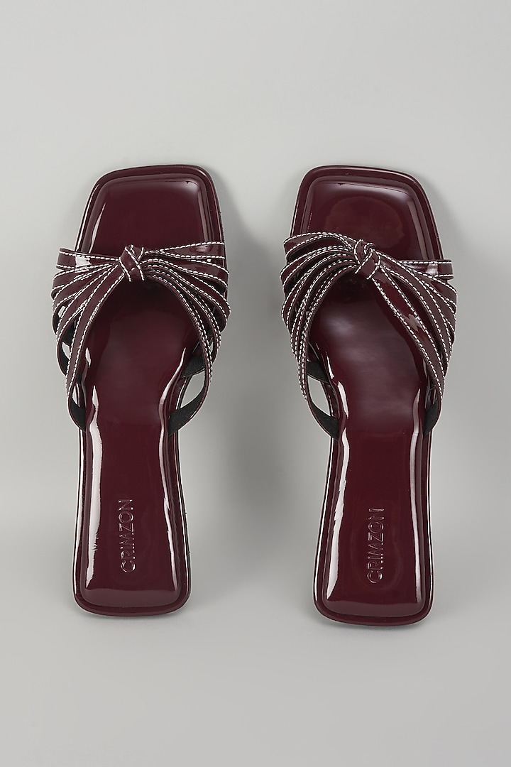 Burgundy Synthetic Leather Flats by Crimzon at Pernia's Pop Up Shop