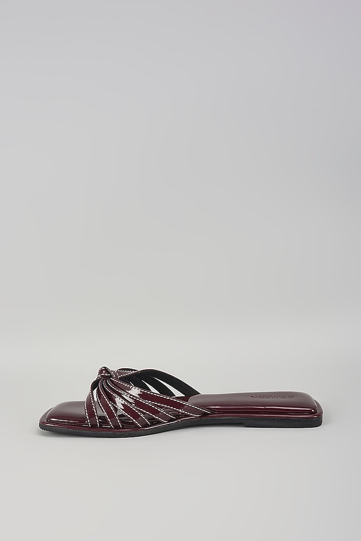 Burgundy Synthetic Leather Flats by Crimzon at Pernia's Pop Up Shop