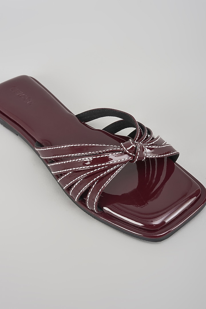 Burgundy Synthetic Leather Flats by Crimzon at Pernia's Pop Up Shop