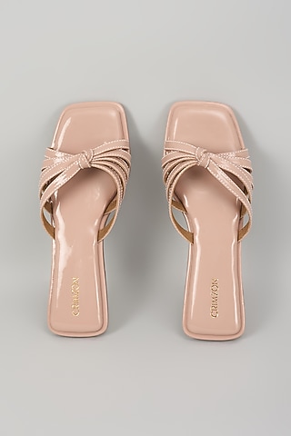 Nude Synthetic Leather Flats by Crimzon