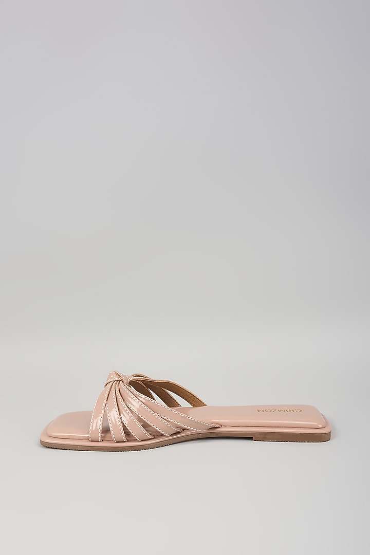 Nude Synthetic Leather Flats by Crimzon at Pernia's Pop Up Shop