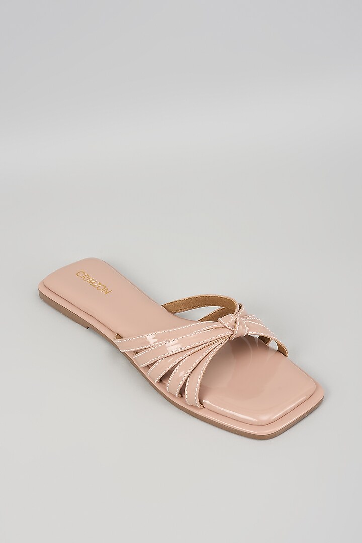 Nude Synthetic Leather Flats by Crimzon at Pernia's Pop Up Shop