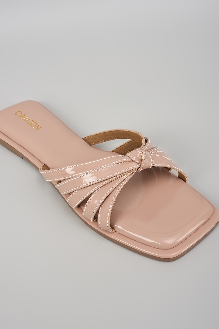 Nude Synthetic Leather Flats by Crimzon at Pernia's Pop Up Shop
