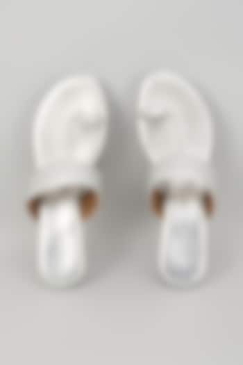Silver Synthetic Leather Kolhapuri by Crimzon at Pernia's Pop Up Shop