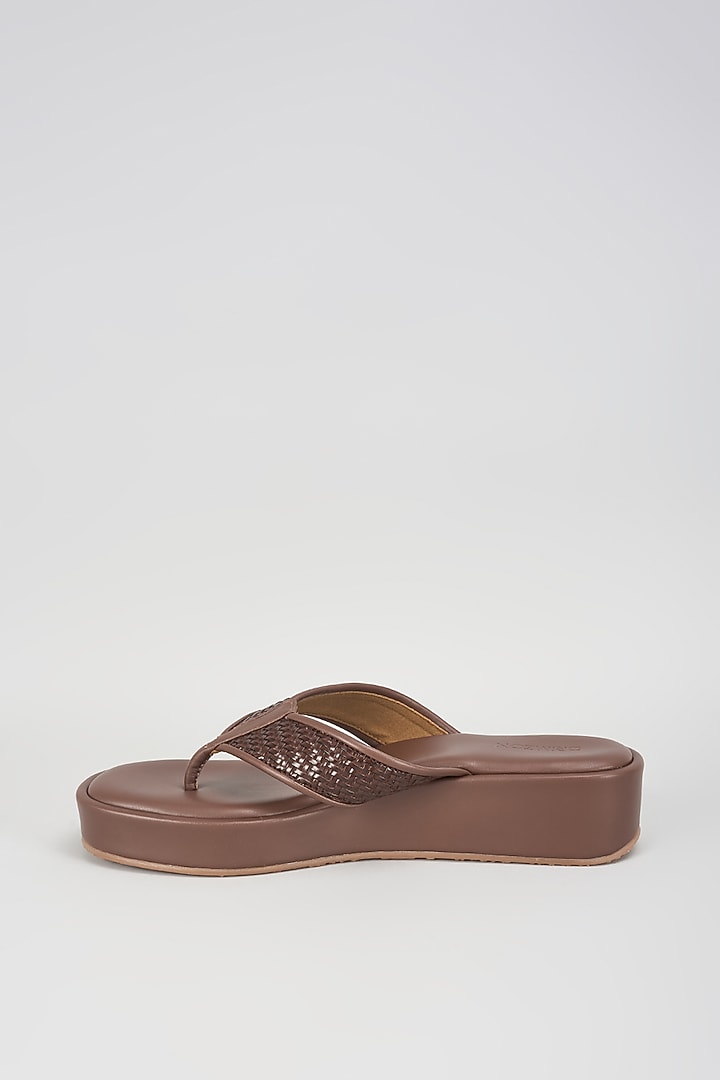 Brown Leather Platform Heels by Crimzon at Pernia's Pop Up Shop