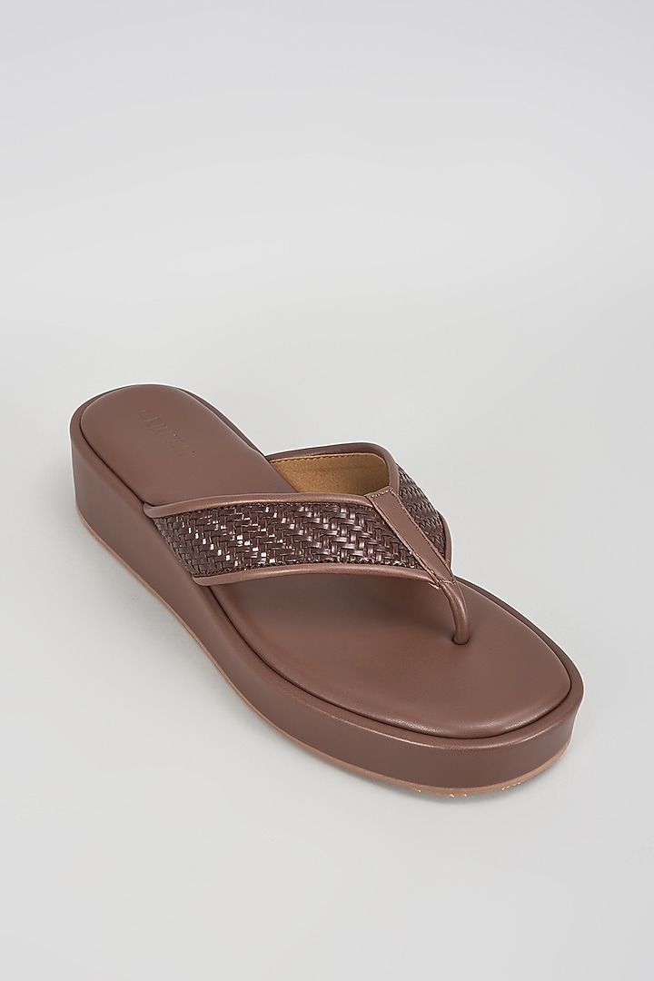 Brown Leather Platform Heels by Crimzon at Pernia's Pop Up Shop