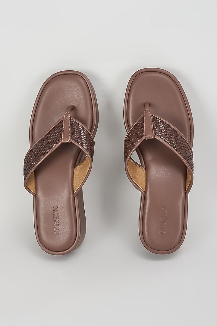 Brown Leather Platform Heels by Crimzon at Pernia's Pop Up Shop
