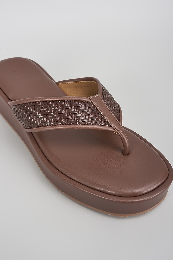 Brown Leather Platform Heels by Crimzon at Pernia's Pop Up Shop