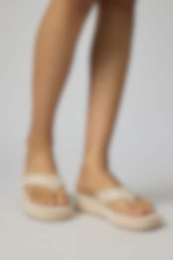 Ivory Leather Platform Heels by Crimzon at Pernia's Pop Up Shop