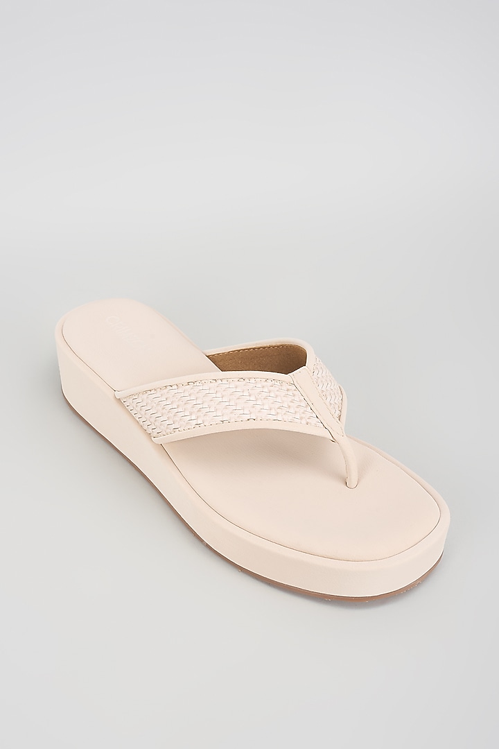 Ivory Leather Platform Heels by Crimzon at Pernia's Pop Up Shop