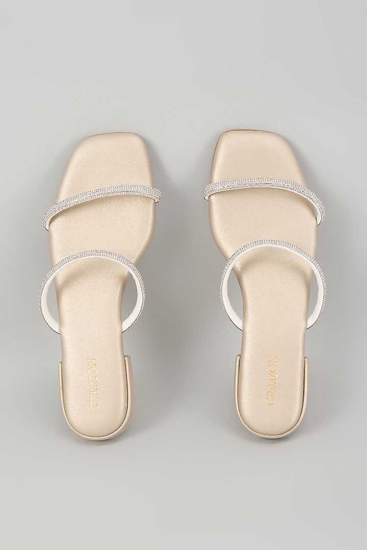 Silver Synthetic Leather Crystal Embellished Slip-On Flats by Crimzon at Pernia's Pop Up Shop