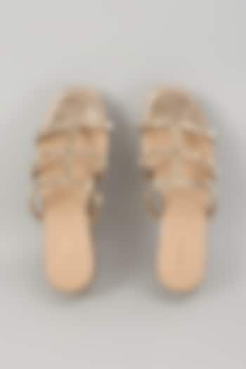 Bronze Synthetic Leather Platform Wedges by Crimzon at Pernia's Pop Up Shop