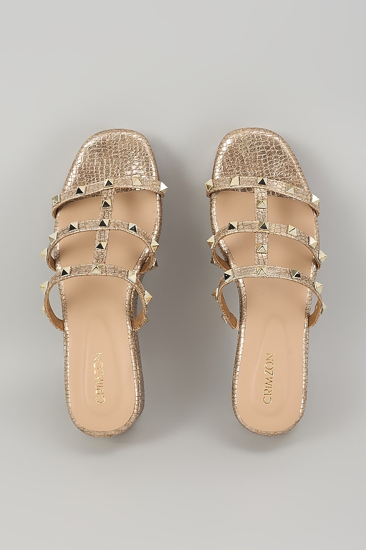Bronze Synthetic Leather Platform Wedges by Crimzon at Pernia's Pop Up Shop