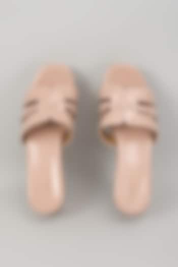 Nude Synthetic Leather Wedges by Crimzon at Pernia's Pop Up Shop