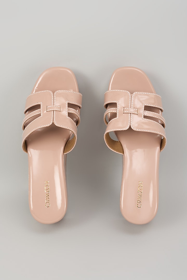 Nude Synthetic Leather Wedges by Crimzon at Pernia's Pop Up Shop